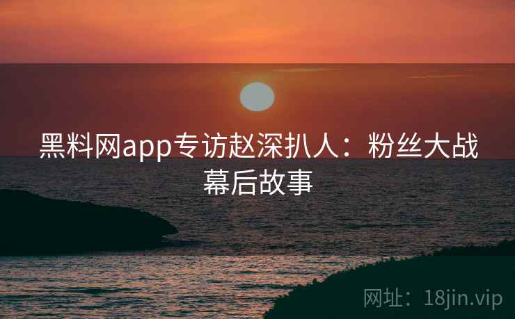 黑料网app专访赵深扒人：粉丝大战幕后故事