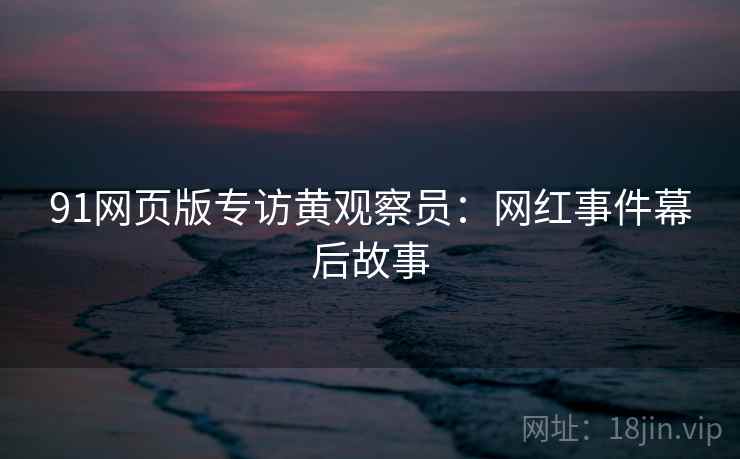 91网页版专访黄观察员：网红事件幕后故事