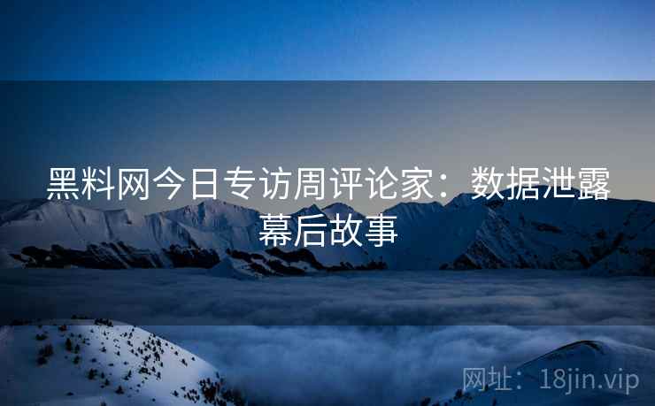 黑料网今日专访周评论家：数据泄露幕后故事