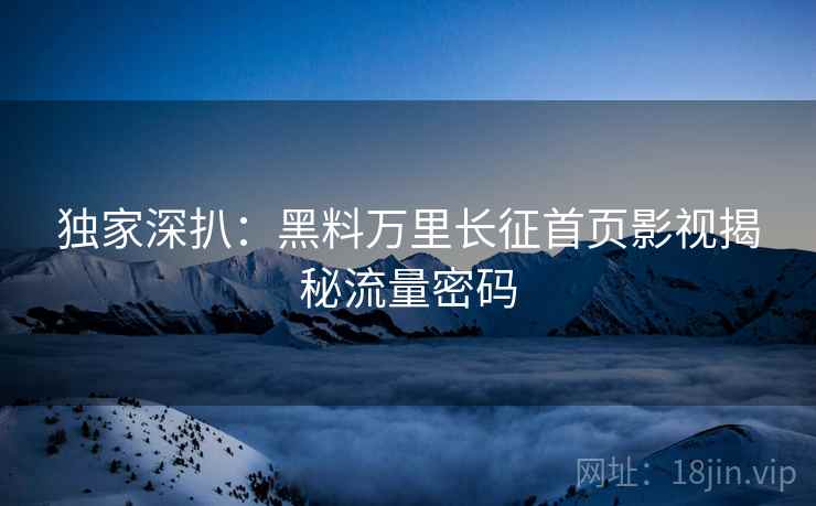 独家深扒：黑料万里长征首页影视揭秘流量密码