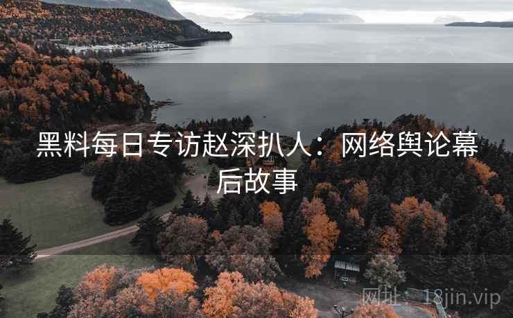 黑料每日专访赵深扒人：网络舆论幕后故事
